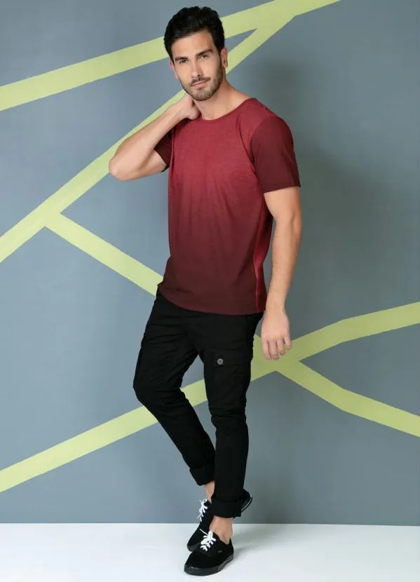 Moda Pop - Camiseta Mescla Vermelha com Degradê 4
