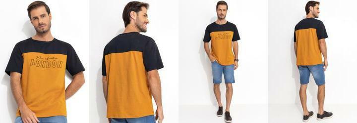 Camiseta Mostarda em Malha de Algod�o