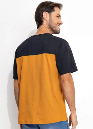 Moda Pop - Camiseta Mostarda em Malha de Algodão - MODA POP