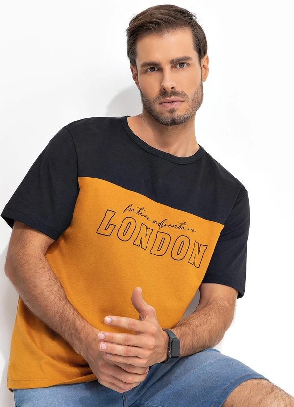 Moda Pop - Camiseta Mostarda em Malha de Algodão 6