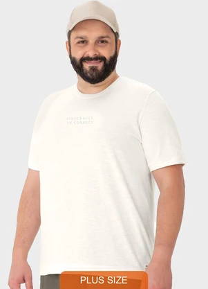 Malwee - Camiseta Off White Bordada em Malha Flame - MALWEE