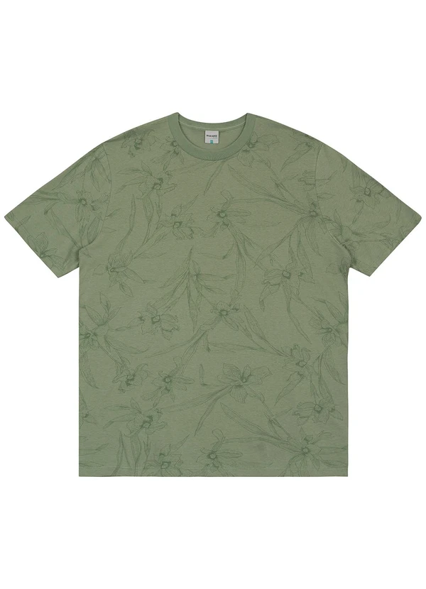 Malwee - Camiseta Orquídeas em Linho Plus Verde Menta 2