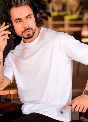 Hiatto Confecção - Camiseta Over Pima Basic Masculina Branco - HIATTO CONFECÇÃO