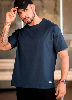 Hiatto Confecção - Camiseta Over Pima Basic Masculina Marinho - HIATTO CONFECÇÃO