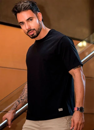Hiatto Confecção - Camiseta Over Pima Basic Masculina Preto - HIATTO CONFECÇÃO