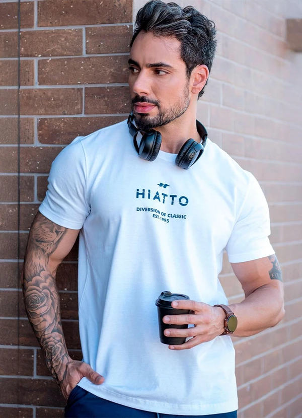 Hiatto Confecção - Camiseta Over Pima  Diversion Masculina Branco