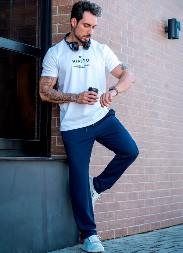 Hiatto Confecção - Camiseta Over Pima  Diversion Masculina Branco 3