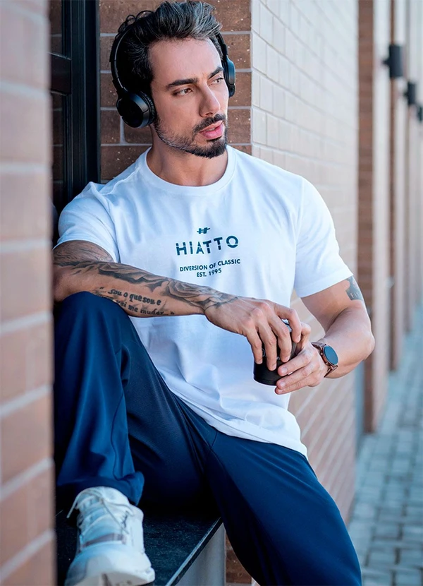 Hiatto Confecção - Camiseta Over Pima  Diversion Masculina Branco 4