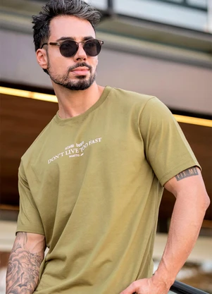 Hiatto Confecção - Camiseta Over Pima Slow Down Masculina Verde - HIATTO CONFECÇÃO