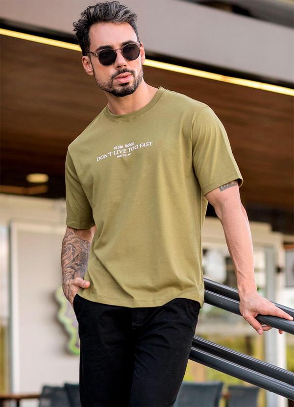 Hiatto Confecção - Camiseta Over Pima Slow Down Masculina Verde
