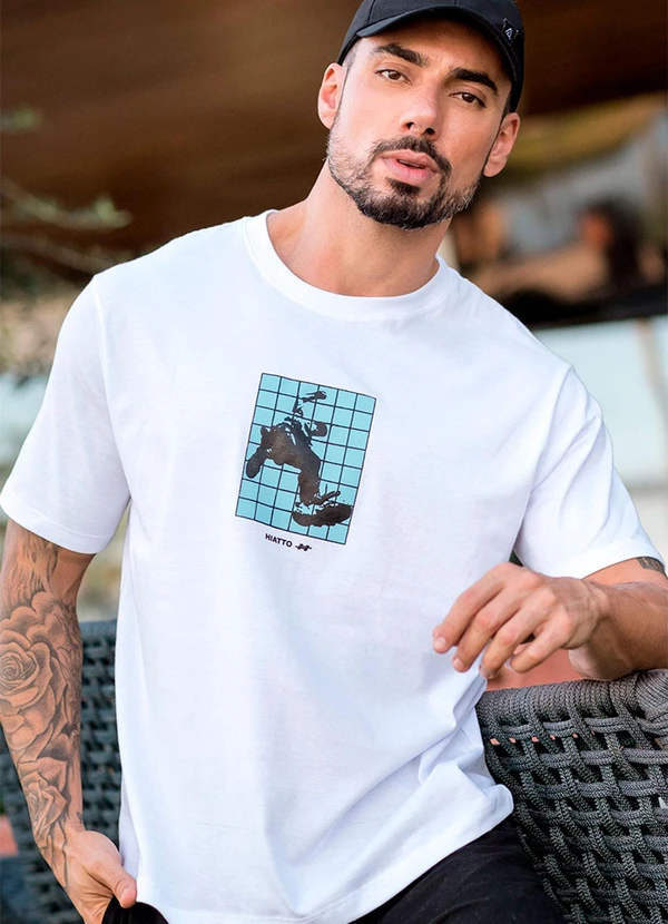Hiatto Confecção - Camiseta Over Pima Style Masculina Branco 2