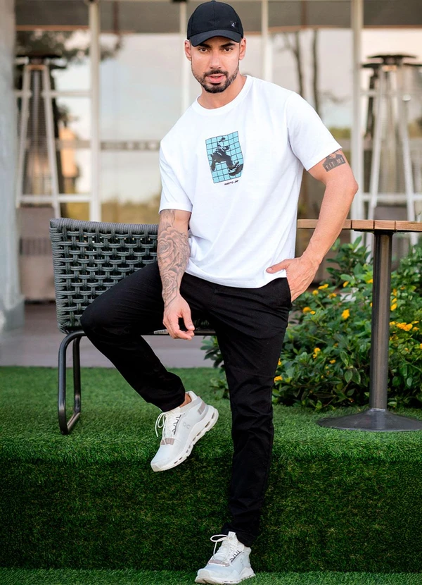 Hiatto Confecção - Camiseta Over Pima Style Masculina Branco 3