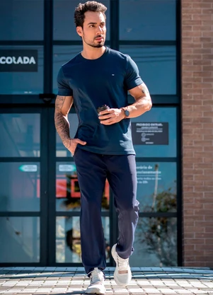 Hiatto Confecção - Camiseta Pima  Masculina Marinho - HIATTO CONFECÇÃO