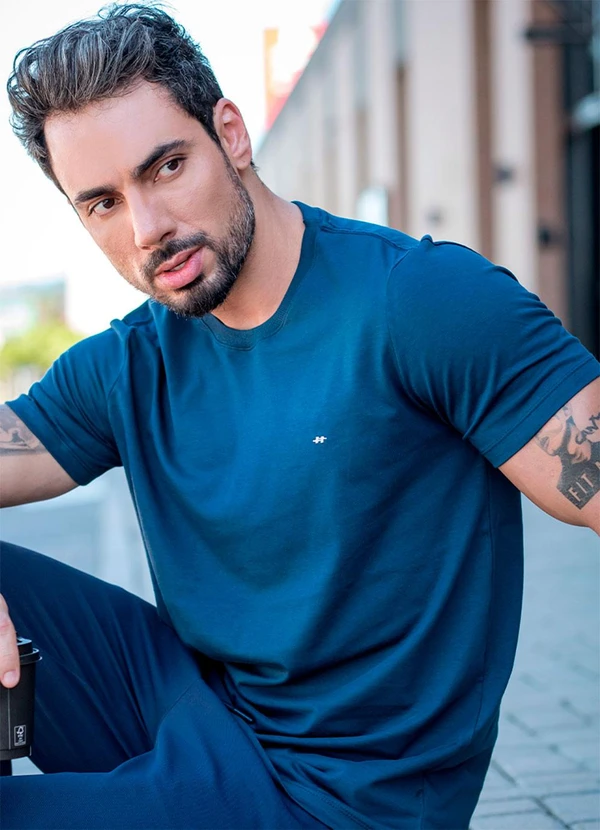 Hiatto Confecção - Camiseta Pima  Masculina Marinho 3