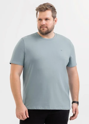 Exco - Camiseta Plus em Algodão Azul Claro - EXCO