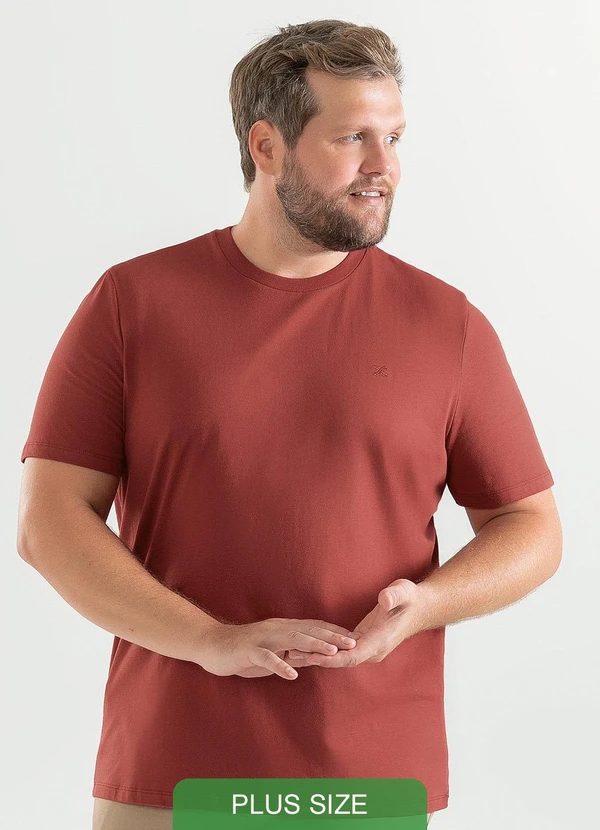 Exco - Camiseta Plus em Algodão Marrom Escuro