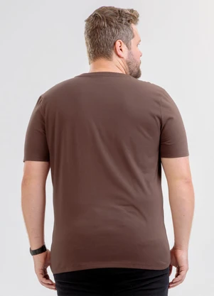 Exco - Camiseta Plus em Algodão Marrom Escuro - EXCO