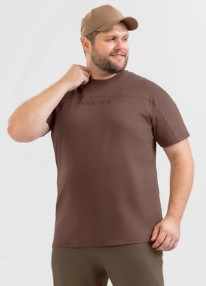 Exco - Camiseta Plus em Algodão Marrom Escuro - EXCO