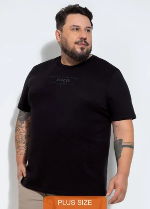 Exco - Camiseta Plus em Algodão Preto - EXCO