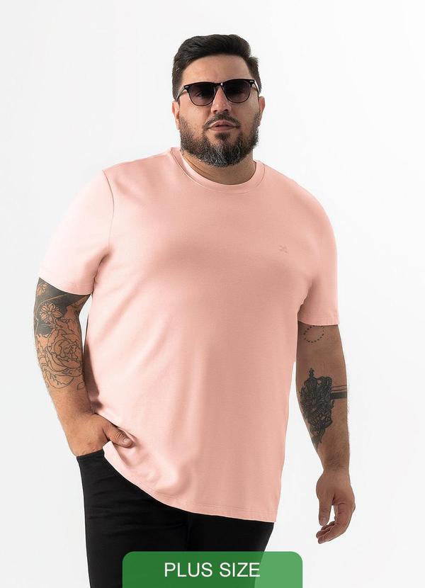 Exco - Camiseta Plus em Algodão Rosa Claro