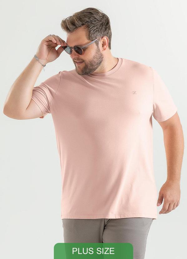Exco - Camiseta Plus em Algodão Rosa Claro