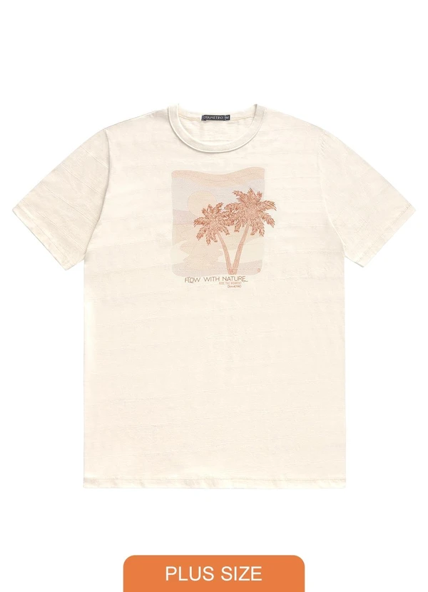Diametro - Camiseta Plus Masculina Malha Maquinetada Bege