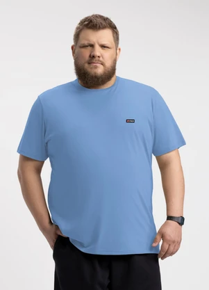 Fico - Camiseta Plus Size em Meia Malha de Algodão Azul - FICO