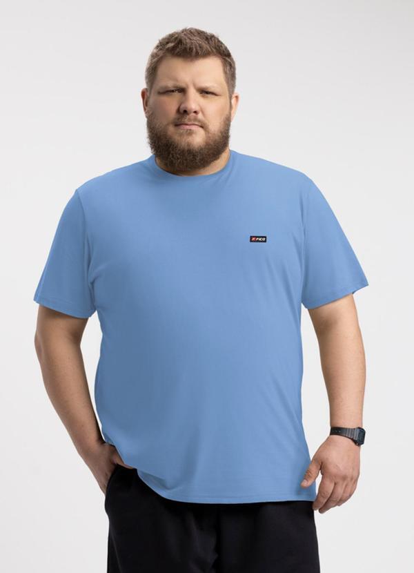 Fico - Camiseta Plus Size em Meia Malha de Algodão Azul
