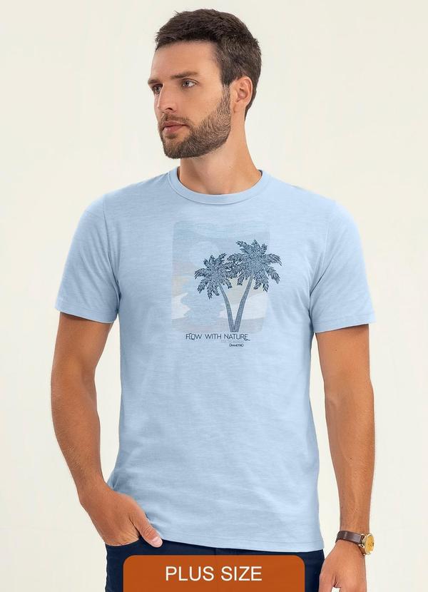 Diametro - Camiseta Plus Size Masculina Meia Malha Azul