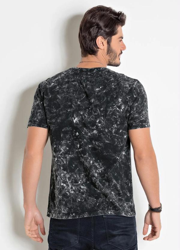 Outlet - Camiseta Preta Actual Lavação Marmorizado 2