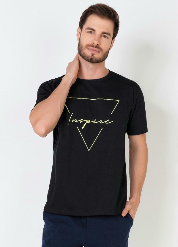 Outlet - Camiseta PretaCom Estampa Inspire Neon