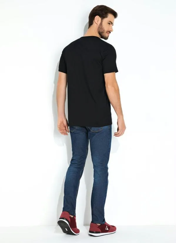 Basicamente - Camiseta Preta Masculina com Botões 4