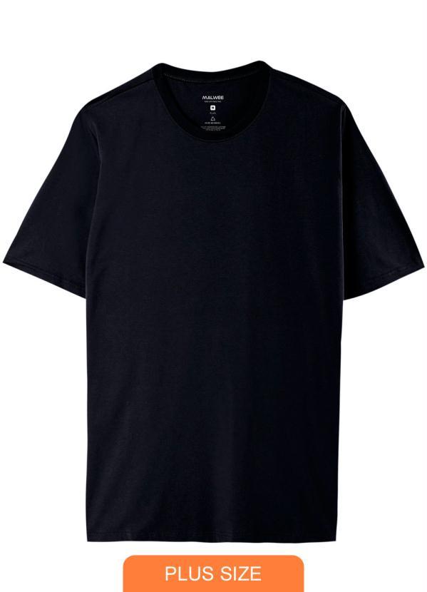 Malwee Plus - Camiseta Preta Masculina em Malha Plus