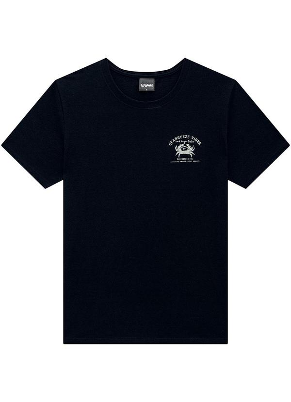 Enfim - Camiseta Preta Slim em Linho