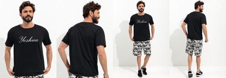 Camiseta Preto em Malha de Algodo