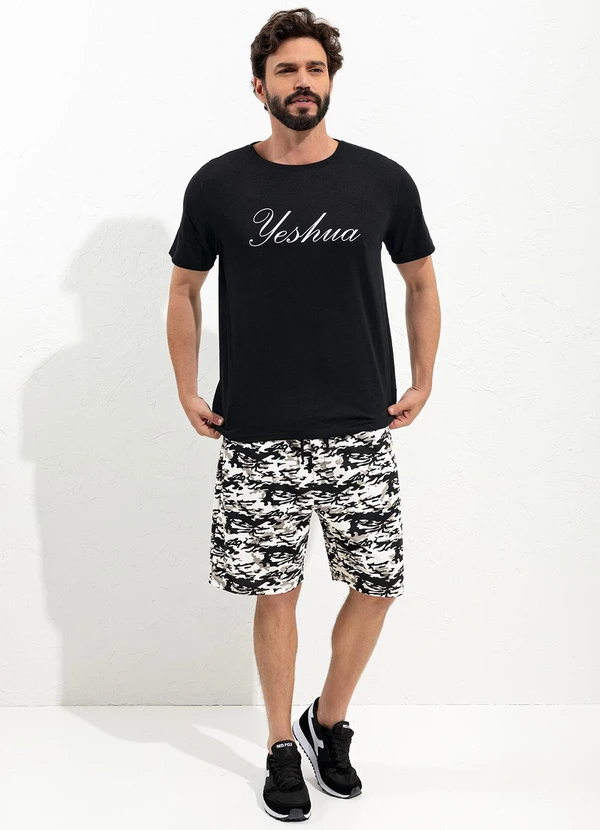 Moda Pop - Camiseta Preto em Malha de Algodão 3