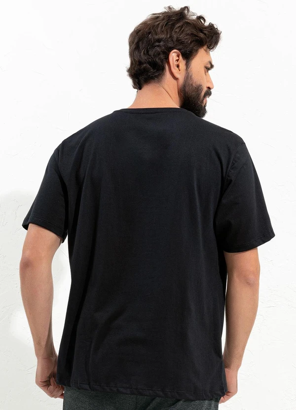 Moda Pop - Camiseta Preto em Malha de Algodão 2