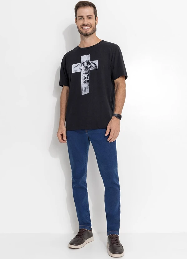 Moda Pop - Camiseta Preto em Malha de Algodão 2