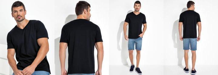 Camiseta Preto em Malha de Algod�o