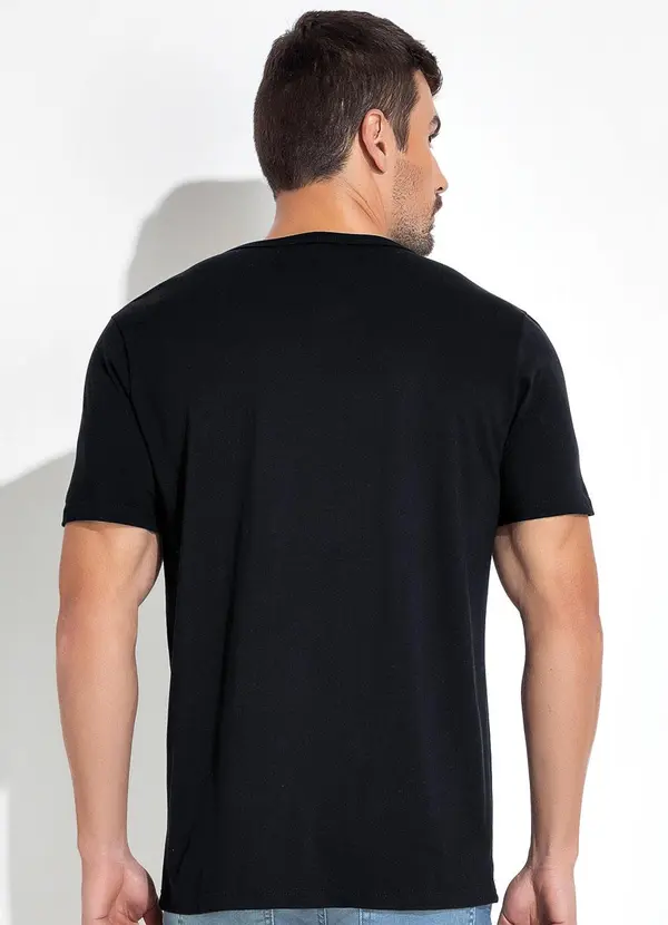 Basicamente - Camiseta Preto em Malha de Algodão 2
