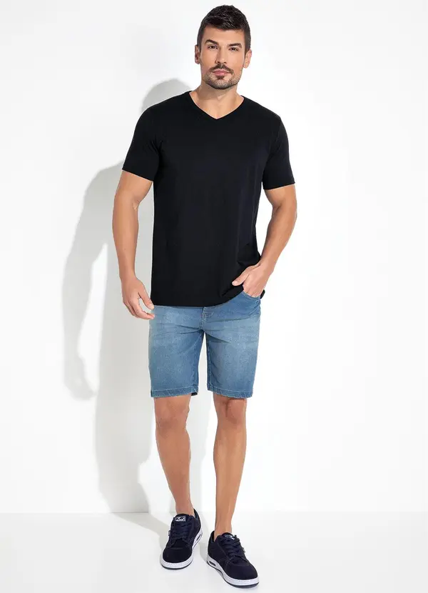 Basicamente - Camiseta Preto em Malha de Algodão 3