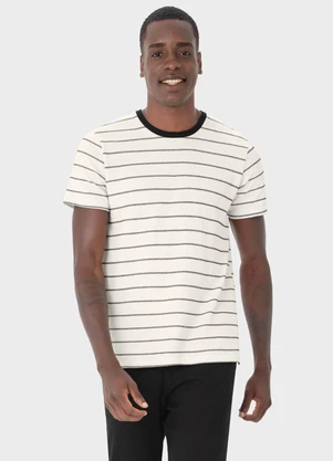 Malwee - Camiseta Preto Tradicional Listrada - MALWEE