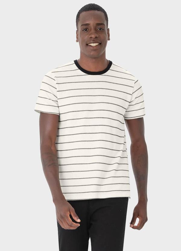 Malwee - Camiseta Preto Tradicional Listrada
