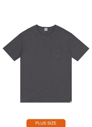 Malwee - Camiseta Rajada com Bolso Plus Cinza Chumbo - MALWEE