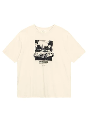 Malwee - Camiseta Regular Carro Vintage Off White - MALWEE