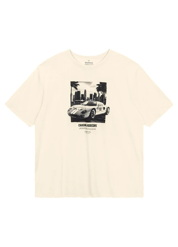 Malwee - Camiseta Regular Carro Vintage Off White