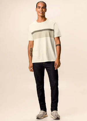 Malwee - Camiseta Regular com Listrada Off White - MALWEE