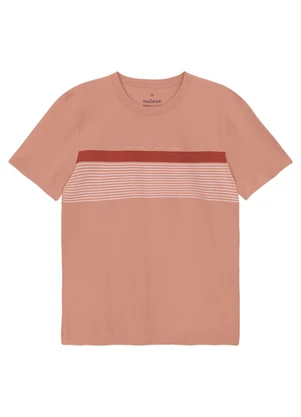 Malwee - Camiseta Regular com Listrada Rosê - MALWEE