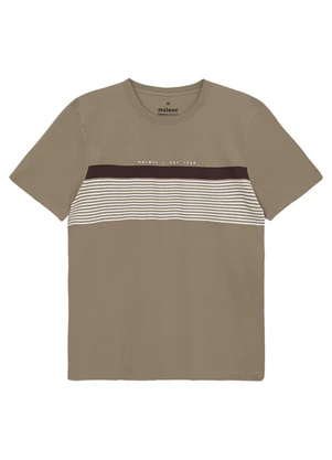 Malwee - Camiseta Regular com Listrada Taupe - MALWEE