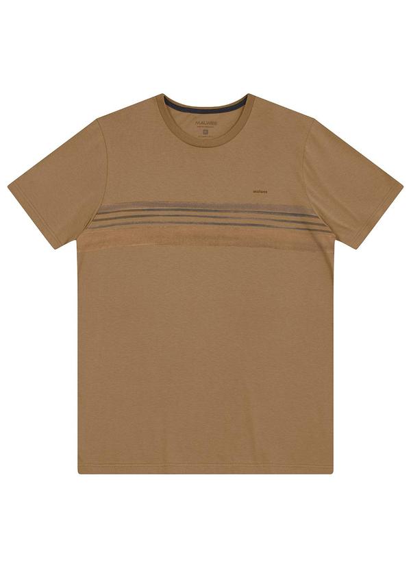 Malwee - Camiseta Regular com Listras em Malha Bege 1